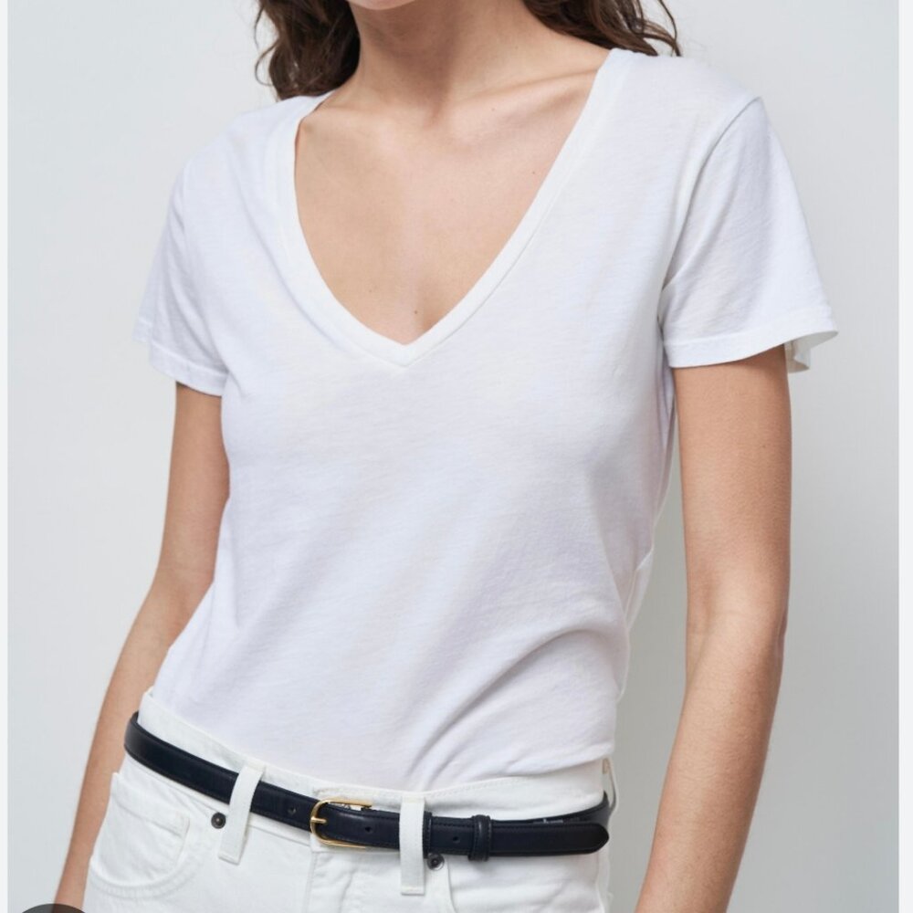 Lilli Lotan Carol V-Neck Jersey Tee in Buttercreme